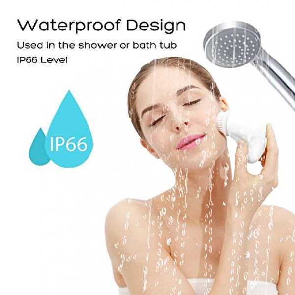 Facial Cleansing Brush Rechargeable with 2 Brush Heads, Portable Waterproof Cleansing System for Gentle Exfoliating, Removing Blackhead