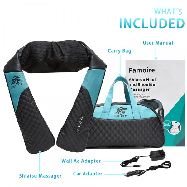 Shiatsu Neck & Back Massager, with Heat - Deep Tissue 3D Kneading Massage, Electric Shiatsu Shoulder Massager, for Neck, Back, Shoulder, Foot, Legs, Body Muscle Pain Relief, Use at Home, Car, Office.