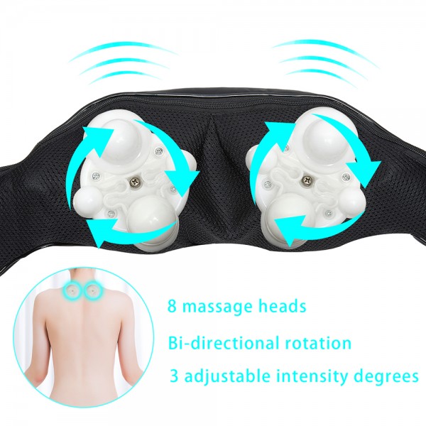 Shiatsu Neck & Back Massager, with Heat - Deep Tissue 3D Kneading Massage, Electric Shiatsu Shoulder Massager, for Neck, Back, Shoulder, Foot, Legs, Body Muscle Pain Relief, Use at Home, Car, Office.