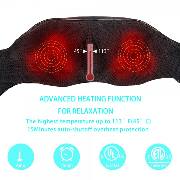 Shiatsu Neck & Back Massager, with Heat - Deep Tissue 3D Kneading Massage, Electric Shiatsu Shoulder Massager, for Neck, Back, Shoulder, Foot, Legs, Body Muscle Pain Relief, Use at Home, Car, Office.